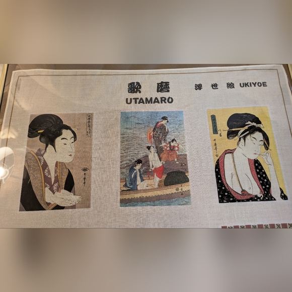 Kitagawa Utamaro Ukiyo-e Japanese Paintings Geisha Silk Signed 18”x18“ RARE - Picture 3 of 10